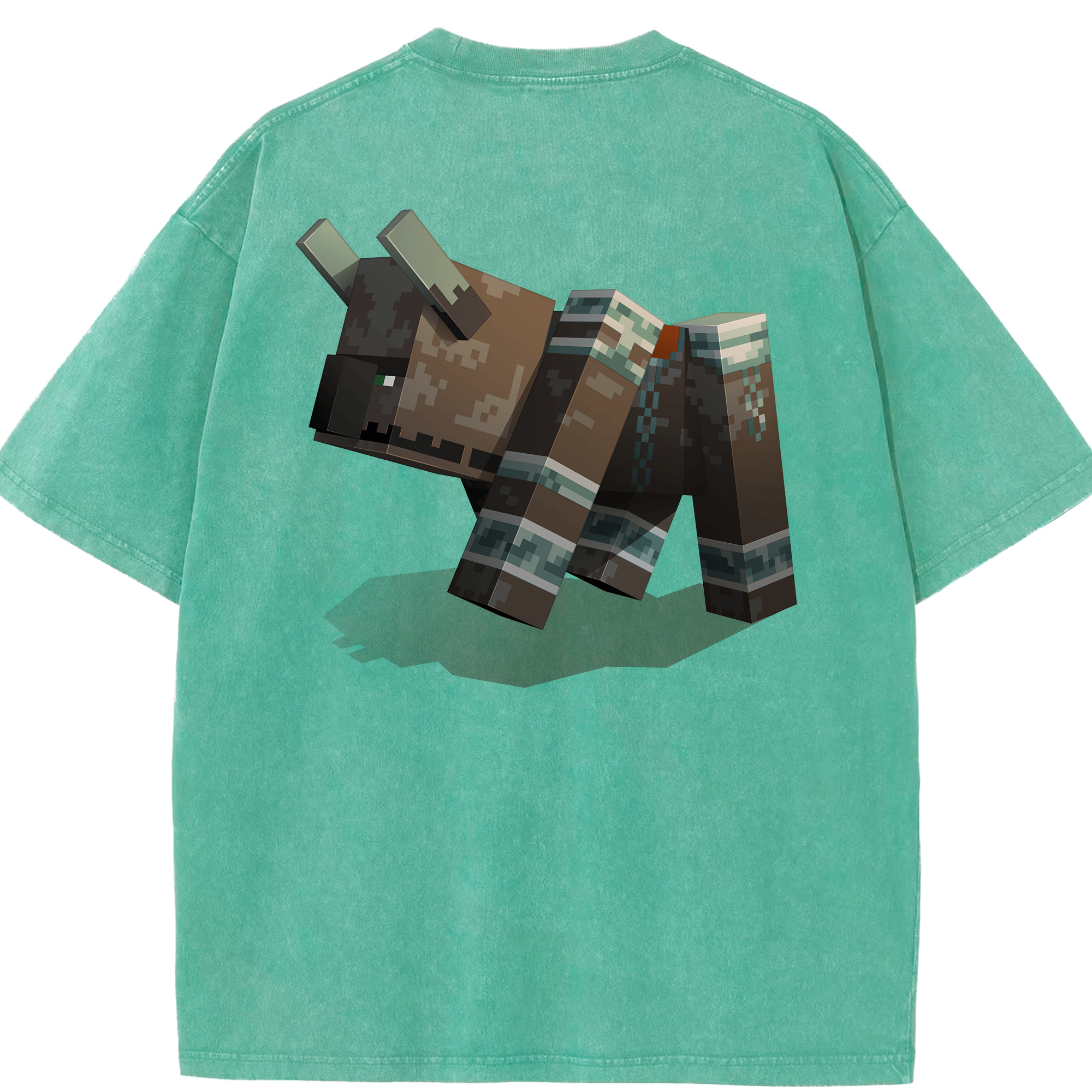 （画像用） マインクラフト ブロックの世界 Minecraft MC Block world 綿100% ヴィンテージ風 半袖Tシャツ（背面プリント）